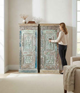 Rare Arched Door Antique Almirah Crafted from Solid Wood - One-of-a-Kind India Antique, Hand-Joined and Hand-Finished by Local Artisans