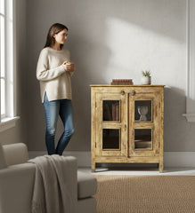 Bohemian Style Wooden Wardrobe - genuine handcrafted solid wood india antique furniture, KBART SKU KBART-1020, front view