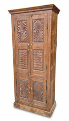 Hand-Finished Wood Cabinet - close-up detail of hand-carved solid wood finish and joinery, KBART SKU KBART-1051