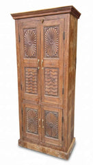 India Heritage Hand-Finished Wood Cabinet | Genuine Solid Wood Construction, Hand-Carved and Restored, One-of-a-Kind Vintage Statement Piece