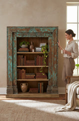Hand-Planed Solid Wood Wardrobe - genuine handcrafted solid wood india antique furniture, KBART SKU KBART-1052, front view