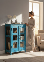 Antique Solid Stock Cabinet - genuine handcrafted solid wood india antique furniture, KBART SKU KBART-1008, front view