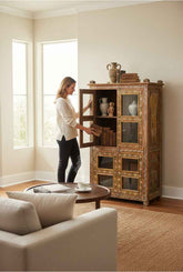 Handcrafted Reclaimed Barn Wood Almirah in Reclaimed Wood - Authentic India Antique Furniture, Individually Restored by Jodhpur Craftsmen