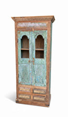 Rare Antique Jodhpur Blue Distressed Wardrobe Crafted from Solid Wood - One-of-a-Kind Rajasthan, India Antique, Hand-Joined and Hand-Finished by Local Artisans