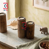 KB ART Handcrafted Wooden Pillar Candle Holders - Close-Up of Hand-Carved Artisan Texture - Handcrafted Wooden Decor Jodhpur