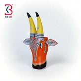 KB ART Handpainted Cow Head Wall Decor | 11-Inch Wooden Pattachitra Bull/Nandi Mask | Indian Folk Art Home Decor | Handmade in Jodhpur