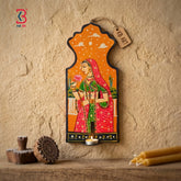 KB ART Wooden Pichwai Bani Thani Tlight Holder - Styled Display in Home Interior Setting - Handcrafted Wooden Decor Jodhpur