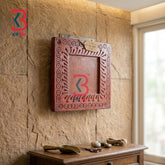 KB ART Wooden Carved Square Panel Natural Brown - Front View of Handcrafted Detailing - Handcrafted Wooden Decor Jodhpur