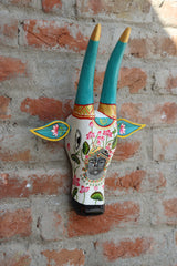 KB ART Shrinathji Pichwai Hand Painted Wooden Cow - Styled Display in Home Interior Setting - Handcrafted Wooden Decor Jodhpur