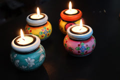KB ART Wooden Round Matki Tlight Holder - Front View of Handcrafted Detailing - Handcrafted Wooden Decor Jodhpur
