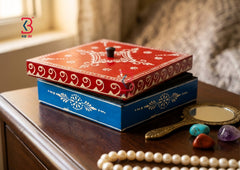 KB ART Wooden Small Square Box - Close-Up of Hand-Carved Artisan Texture - Handcrafted Wooden Decor Jodhpur