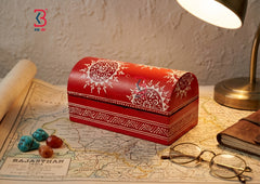 KB ART Wooden Semi Circle Mdf Box - Side Angle Showing Finish and Craftsmanship - Handcrafted Wooden Decor Jodhpur