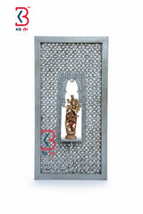 KB ART Wooden Carved Jalli Panel Krishna Stand - Styled Display in Home Interior Setting - Handcrafted Wooden Decor Jodhpur