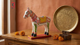 KB ART White Royal Horse Figurine - Close-Up of Hand-Carved Artisan Texture - Handcrafted Wooden Decor Jodhpur