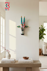 KB ART Shrinathji Pichwai Hand Painted Wooden Cow - Side Angle Showing Finish and Craftsmanship - Handcrafted Wooden Decor Jodhpur