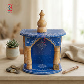 KB ART Wooden Small Temple - Close-Up of Hand-Carved Artisan Texture - Handcrafted Wooden Decor Jodhpur