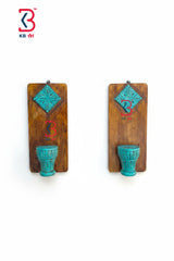 KB ART Wooden Small Carved Wall Shelf Rectangle - Front View of Handcrafted Detailing - Handcrafted Wooden Decor Jodhpur