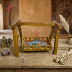 KB ART Wooden Mini Swing Stand - Styled Display in Home Interior Setting - Handcrafted Wooden Decor Jodhpur