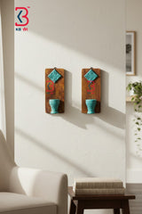 KB ART Wooden Small Carved Wall Shelf Rectangle - Side Angle Showing Finish and Craftsmanship - Handcrafted Wooden Decor Jodhpur