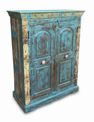 Authentic Solid Wood Vintage Organic Wood Almirah from India - Traditionally Hand-Finished, No Two Pieces Alike, Sustainable Antique Furniture