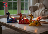 KB ART Set Of 3 Colorful Hand Painted Wooden Camel Tealight Holders Festive Decor - Front View of Handcrafted Detailing - Handcrafted Wooden Decor Jodhpur