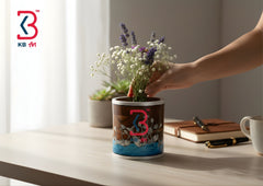 KB ART Fish Pond Wooden Planter Holder - Styled Display in Home Interior Setting - Handcrafted Wooden Decor Jodhpur