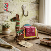KB ART Handcrafted Wooden Camel Perpetual Calendar Traditional Desk Organizer - Front View of Handcrafted Detailing - Handcrafted Wooden Decor Jodhpur