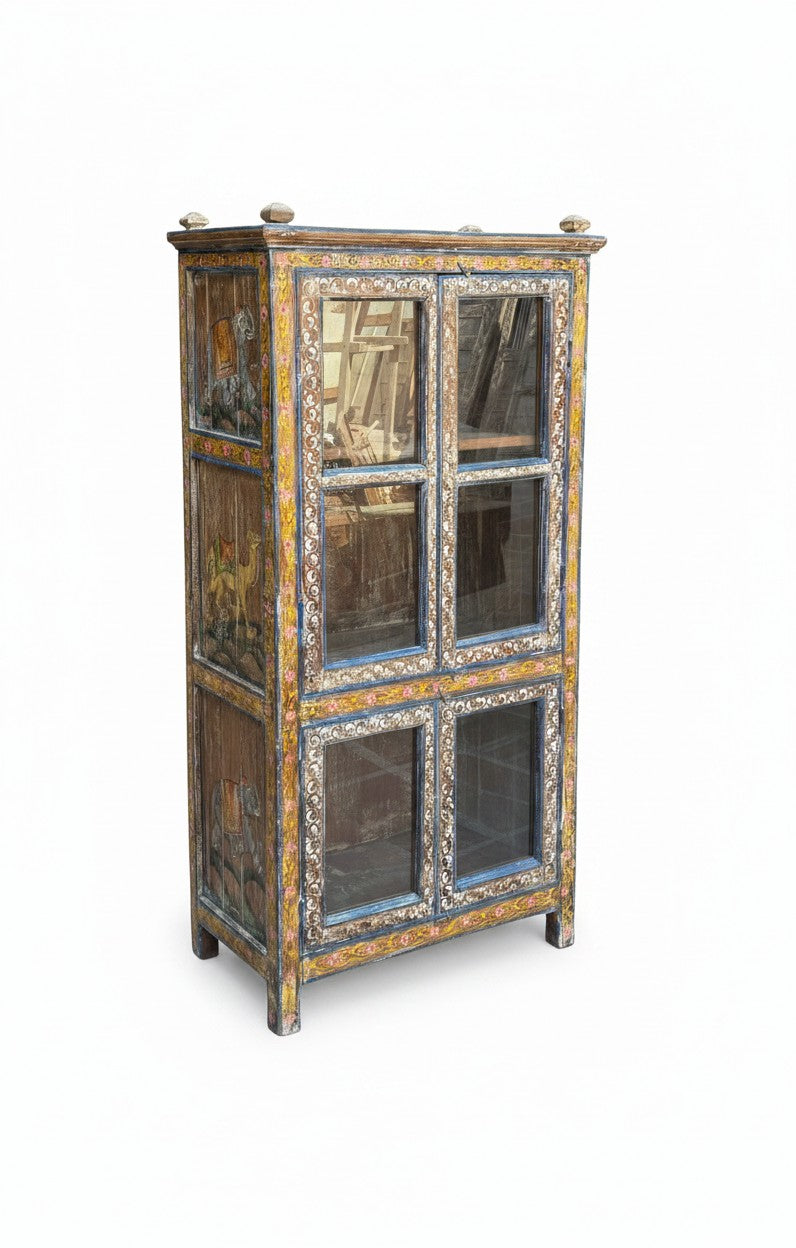 Distressed Texture Wardrobe - close-up detail of hand-carved solid wood finish and joinery, KBART SKU KBART-1032