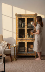 Distressed Texture Wardrobe - genuine handcrafted solid wood india antique furniture, KBART SKU KBART-1032, front view