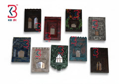 KB ART Hand-Painted Wooden Temple Mirror with Emboss Art – Jodhpur Spiritual Wall Decor Piece