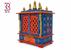 KB ART Handcrafted Wooden Home Temple Medium with Jalli Lattice Work – Jodhpur Pooja Mandir Furniture