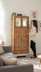 Hand-Planed Timber Wardrobe - genuine handcrafted solid timber india antique furniture, KBART SKU KBART-1053, front view
