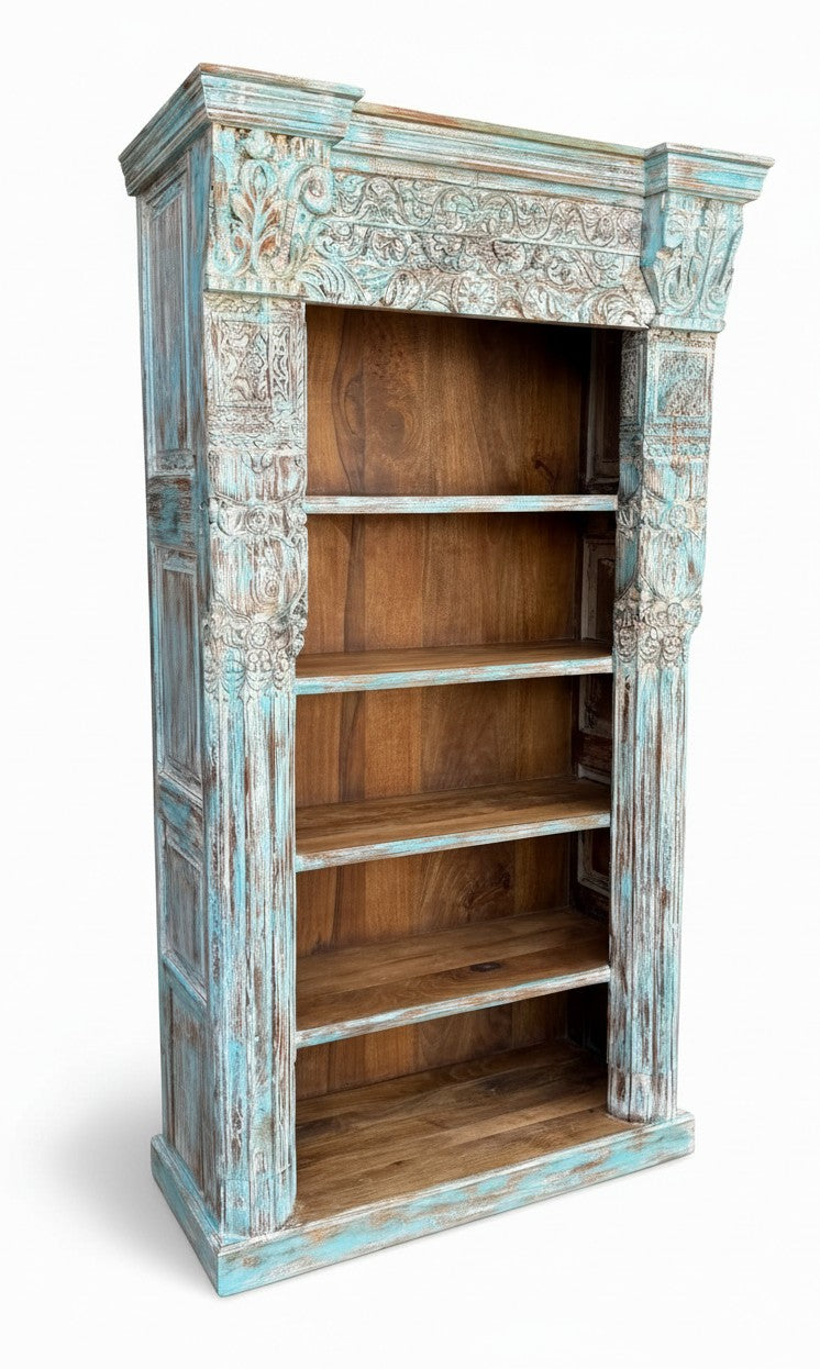 Statement Antique Armoire - close-up detail of hand-carved solid wood finish and joinery, KBART SKU KBART-1082