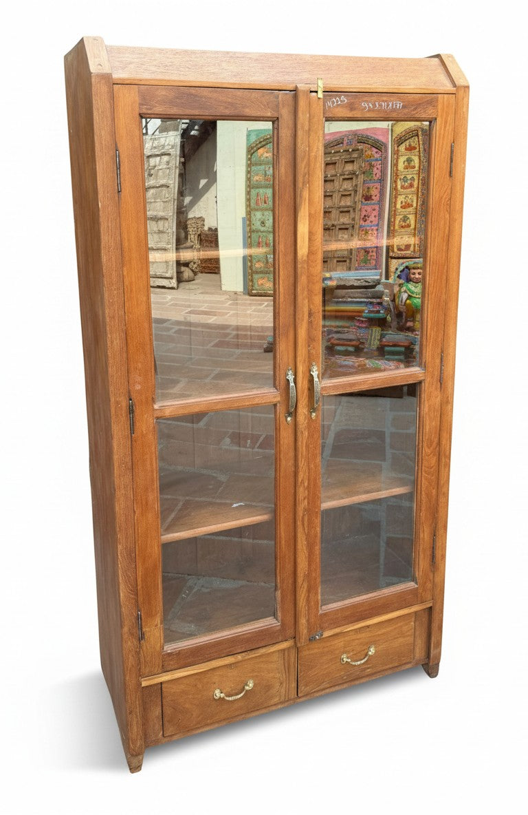 Mesh Panel Storage Cabinet - close-up detail of hand-carved solid wood finish and joinery, KBART SKU KBART-1062