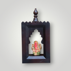 "KB ART Handcarved Wooden Temple Wall Decor  – Brown Polished Antique Look Wall Hanging Mandir" - KB ART