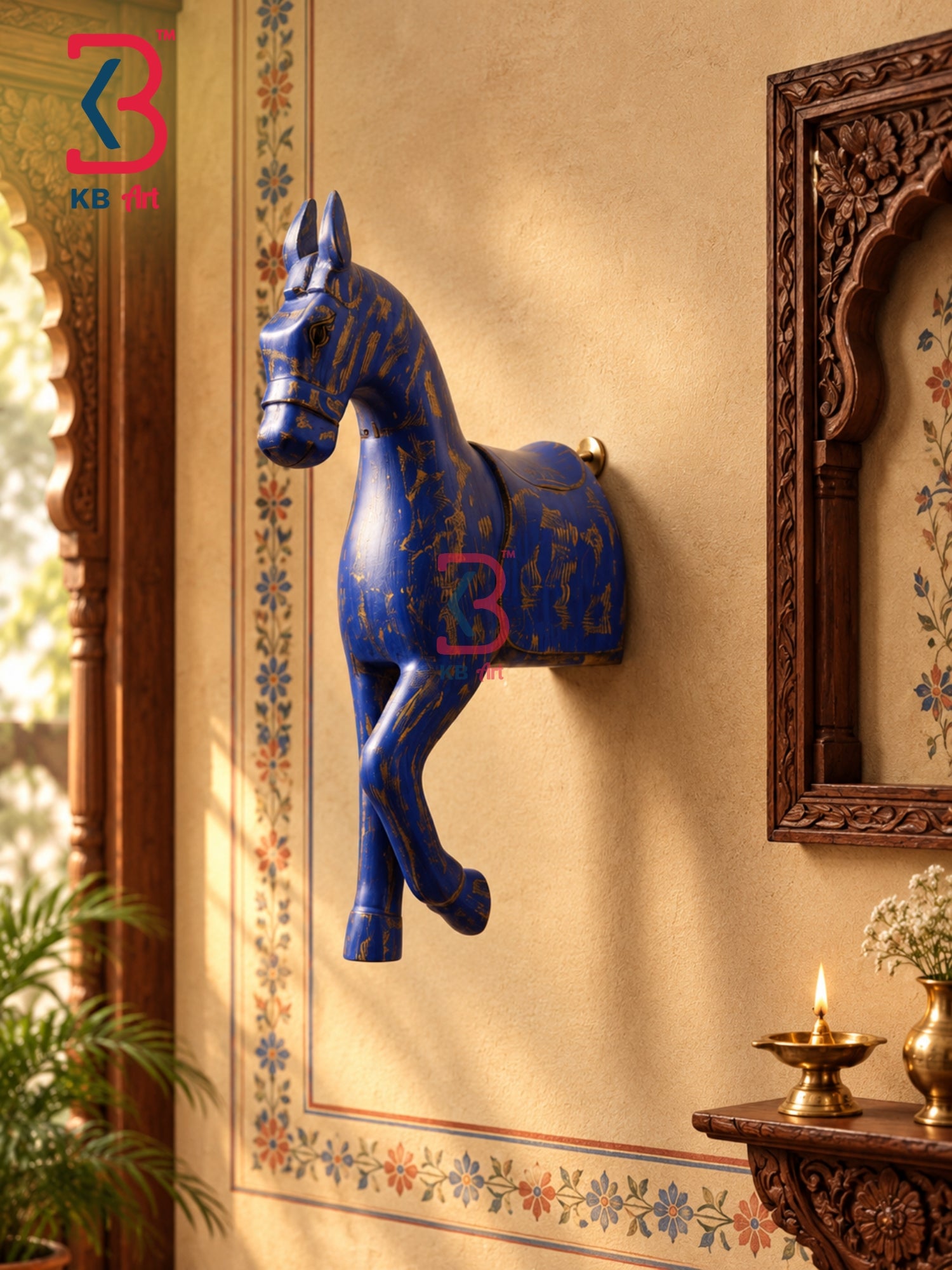 KB ART seven running horses wall hanging featuring beautifully detailed traditional artwork.
