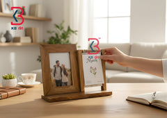 KB ART Wooden Frame Calendar Desk Organiser - Styled Display in Home Interior Setting - Handcrafted Wooden Decor Jodhpur