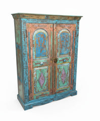 Rustic Reused Wood Cabinet - close-up detail of hand-carved solid wood finish and joinery, KBART SKU KBART-1077
