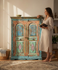 Rustic Reused Wood Cabinet - genuine handcrafted solid wood india antique furniture, KBART SKU KBART-1077, front view