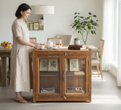 Sophisticated Antique Armoire - genuine handcrafted solid wood india antique furniture, KBART SKU KBART-1081, front view