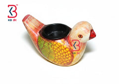KB ART Wooden Duck Tlight Holder - Front View of Handcrafted Detailing - Handcrafted Wooden Decor Jodhpur