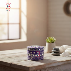 KB ART Hand Painted Wooden Ring Box Purple - Styled Display in Home Interior Setting - Handcrafted Wooden Decor Jodhpur