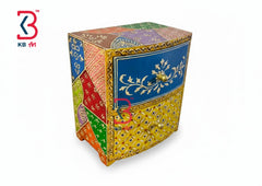 KB ART Wooden 2 Drawer Box Square - Styled Display in Home Interior Setting - Handcrafted Wooden Decor Jodhpur