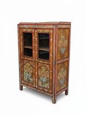 Solid Timber Antique Almirah - close-up detail of hand-carved solid timber finish and joinery, KBART SKU KBART-1080