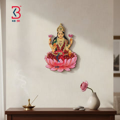 KB ART Mdf Cutouts Laxmi Ji Pichwai - Front View of Handcrafted Detailing - Handcrafted Wooden Decor Jodhpur