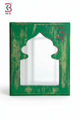 KB ART Wooden Distressed Jharokha Mirror - Close-Up of Hand-Carved Artisan Texture - Handcrafted Wooden Decor Jodhpur