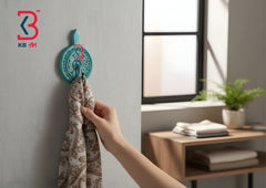 KB ART Teal Distressed Floral Carved Wooden Wall Hook - Styled Display in Home Interior Setting - Handcrafted Wooden Decor Jodhpur