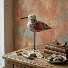 KB ART Wooden Duck Stand Small Table Decor - Close-Up of Hand-Carved Artisan Texture - Handcrafted Wooden Decor Jodhpur
