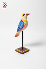 KB ART Wooden Kingfisher Bird Stand Table Decor - Styled Display in Home Interior Setting - Handcrafted Wooden Decor Jodhpur