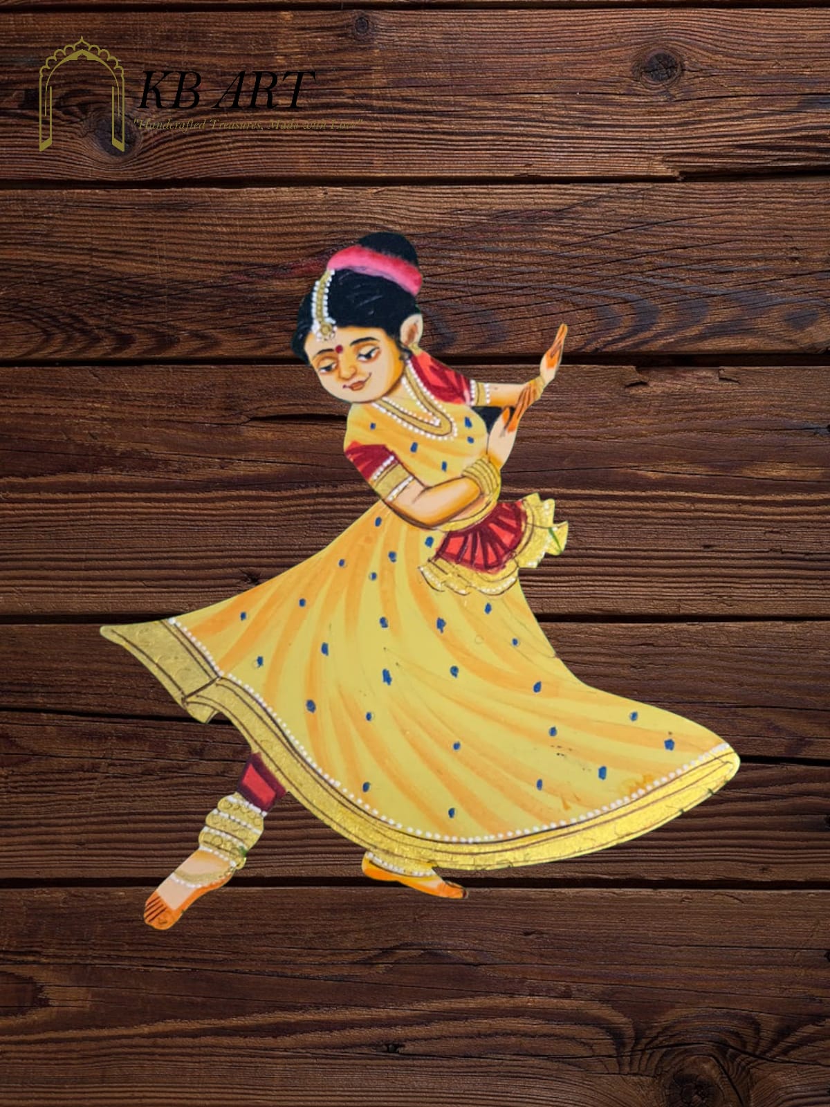 KB ART Mdf Cutouts Dancing Girl - Styled Display in Home Interior Setting - Handcrafted Wooden Decor Jodhpur